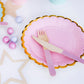 Pappteller 6 cm mit goldenem Rand, rosa