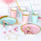 Pappteller 6 cm mit goldenem Rand, rosa