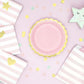 Pappteller 6 cm mit goldenem Rand, rosa