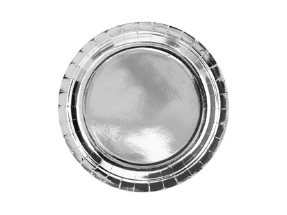 Pappteller Silber glänzend 23cm 6 Stk.