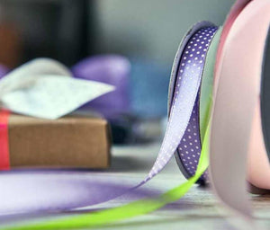 Satinband 12 mm x 25 m türkis/weiß mit Punkten