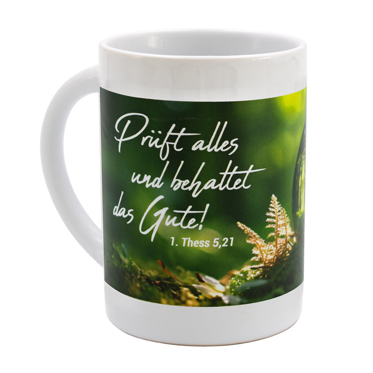 Tasse Jahreslosung 2025 "Prueft alles und behaltet das Gute!"