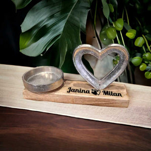 Teelichthalter Herz 20cm personalisiertes Geschenk
