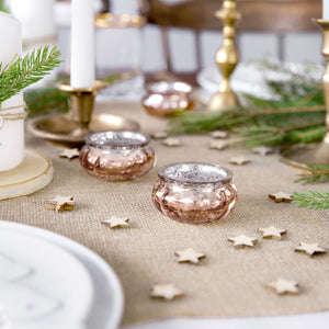 Teelichthalter aus Glas 4 Stueck rund 3cm rosegold