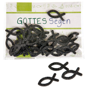 Tischdeko Fische "Gottes Segen" 24x grau