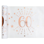 Tischläufer 30cm x 5m Zahl "60" rosegold | Geburtstagstischdeko