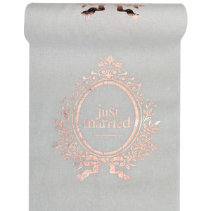 Tischläufer Just married weiß/rosegold