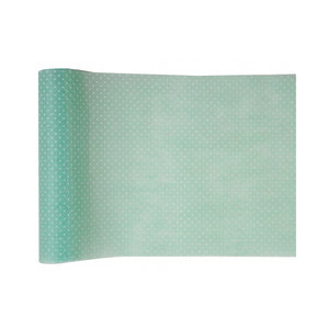 Tischläufer Vlies 30cm x 5m grün mit weißen Tupfen