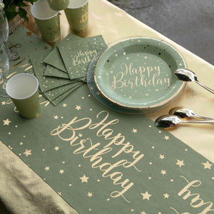 Tischläufer "Happy Birthday" 28cm x 3m golden olive