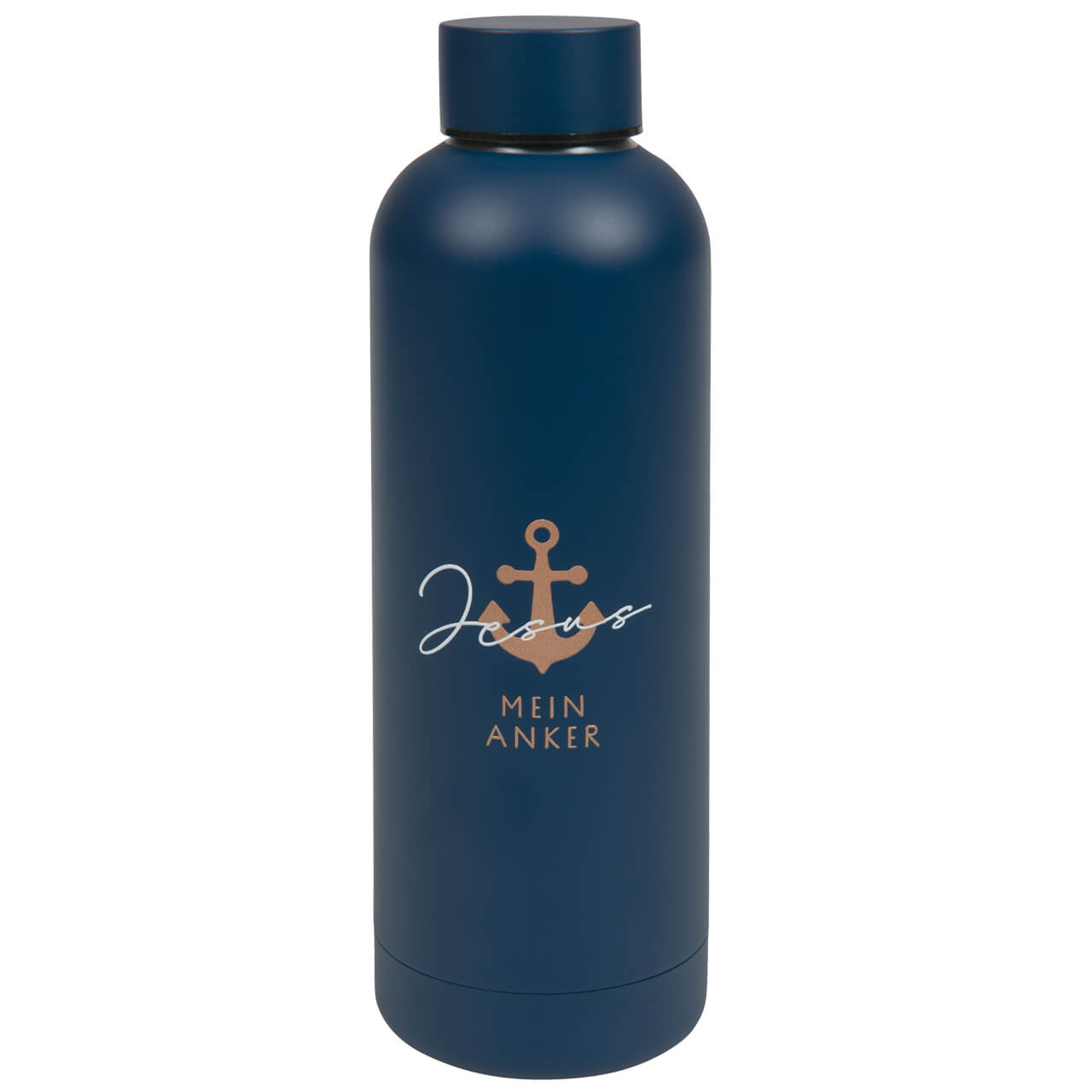 Trinkflasche "Mein Anker" dunkelblau mit kupferfarbenen Metallic-Details
