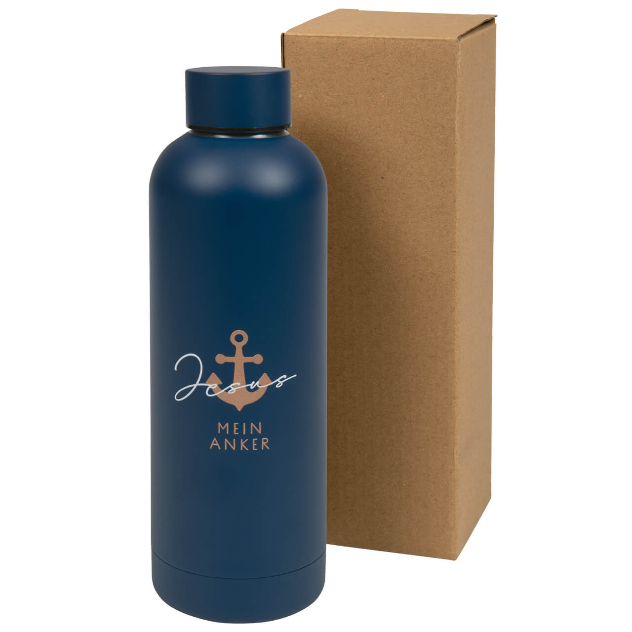 Trinkflasche "Mein Anker" dunkelblau mit kupferfarbenen Metallic-Details