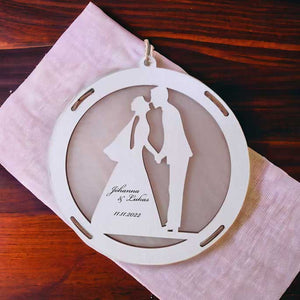 personalisierter LED Anhänger "Just Married" 14,5x14,5x3 cm Hochzeitsgeschenk