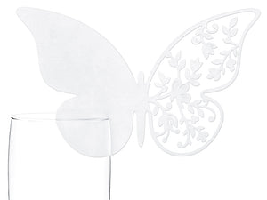 Glasrandkarten Schmetterling perlweiß mit  Blumenornamenten WSZ6