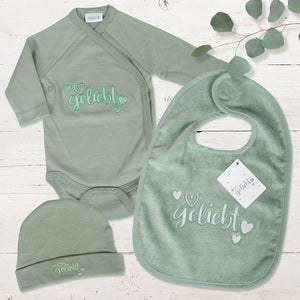 Baby Lätzchen "geliebt" salbei
