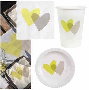 DekoGuru® Produktset: "Design-Herzen" grün/grau