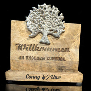 einzugsgeschenk "Willkommen" 16x15x4,5 cm personalisiertes Geschenk