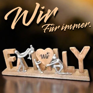 Deko mit Schriftzug "Family" 55x21 cm mit personalisiertem Holzherz