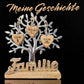 Baum mit Schriftzug "Familie" 23cm mit 3 gravierten Holzherzen