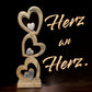 Drei Herzen aus Holz 45 cm mit Gravur im obersten Herz personalisiertes Geschenk