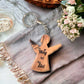 Schlüsselanhänger Engel 5 cm aus Olivenholz personalisiertes Geschenk