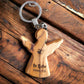 Schlüsselanhänger Engel 5 cm aus Olivenholz personalisiertes Geschenk