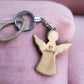 Schlüsselanhänger Engel 5 cm aus Olivenholz personalisiertes Geschenk