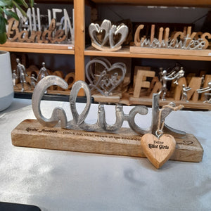 personalisierte Deko mit Schriftzug "Glück" 25x10 cm