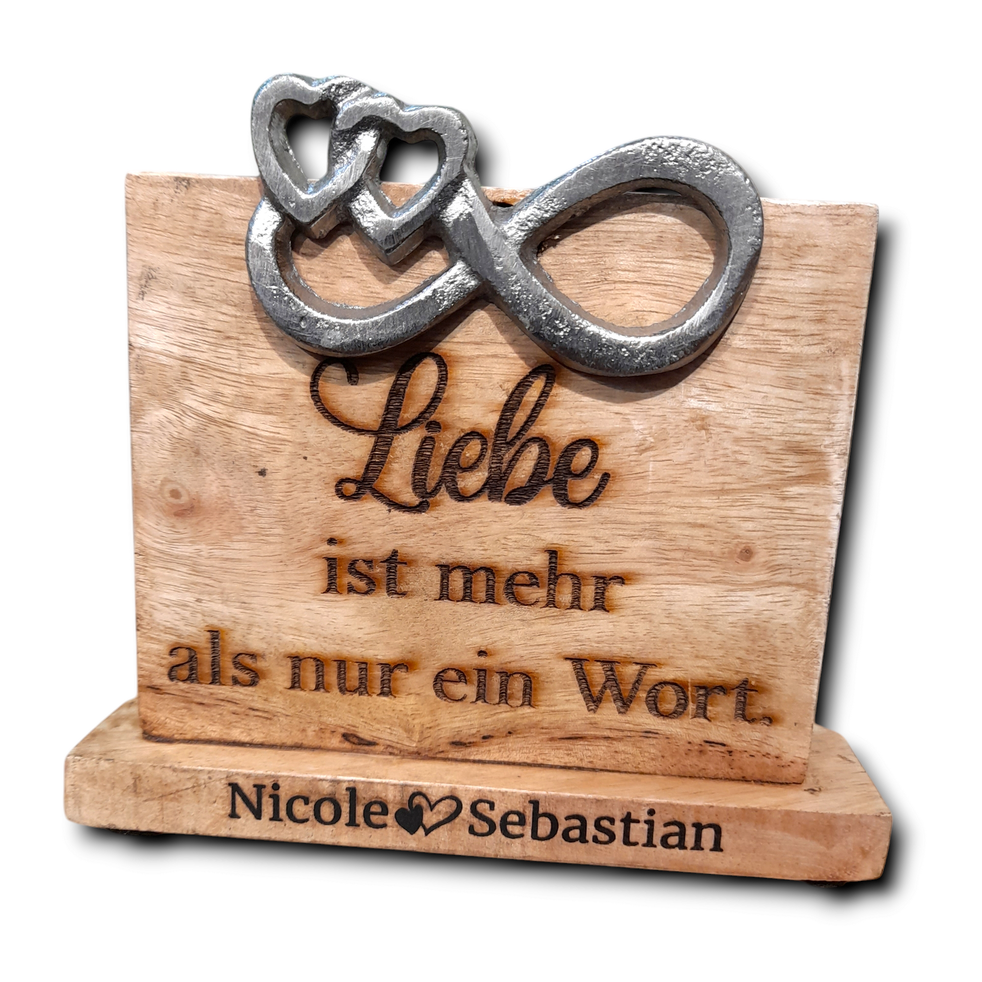 personalisierte Standbotschaft "Liebe ist mehr als nur ein Wort" mit Wunschgravur