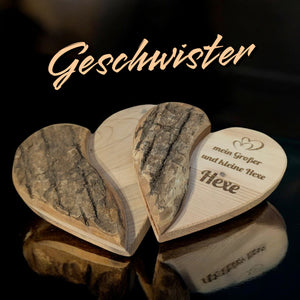 Naturherz | kleines Herz liegend aus Holz mit Rinde 15 cm