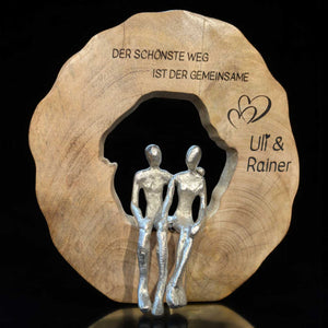 personalisiertes Liebespaar sitzend  33cm Hochzeitsgeschenk mit Gravur