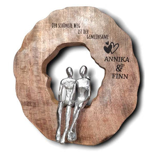 personalisiertes Liebespaar sitzend  33cm Hochzeitsgeschenk mit Gravur