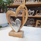 Deko Herzen aus Holz und Metall 13x17cm personalisiertes Geschenk