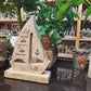 Segelboot aus Holz 22cm personalisiertes Geschenk