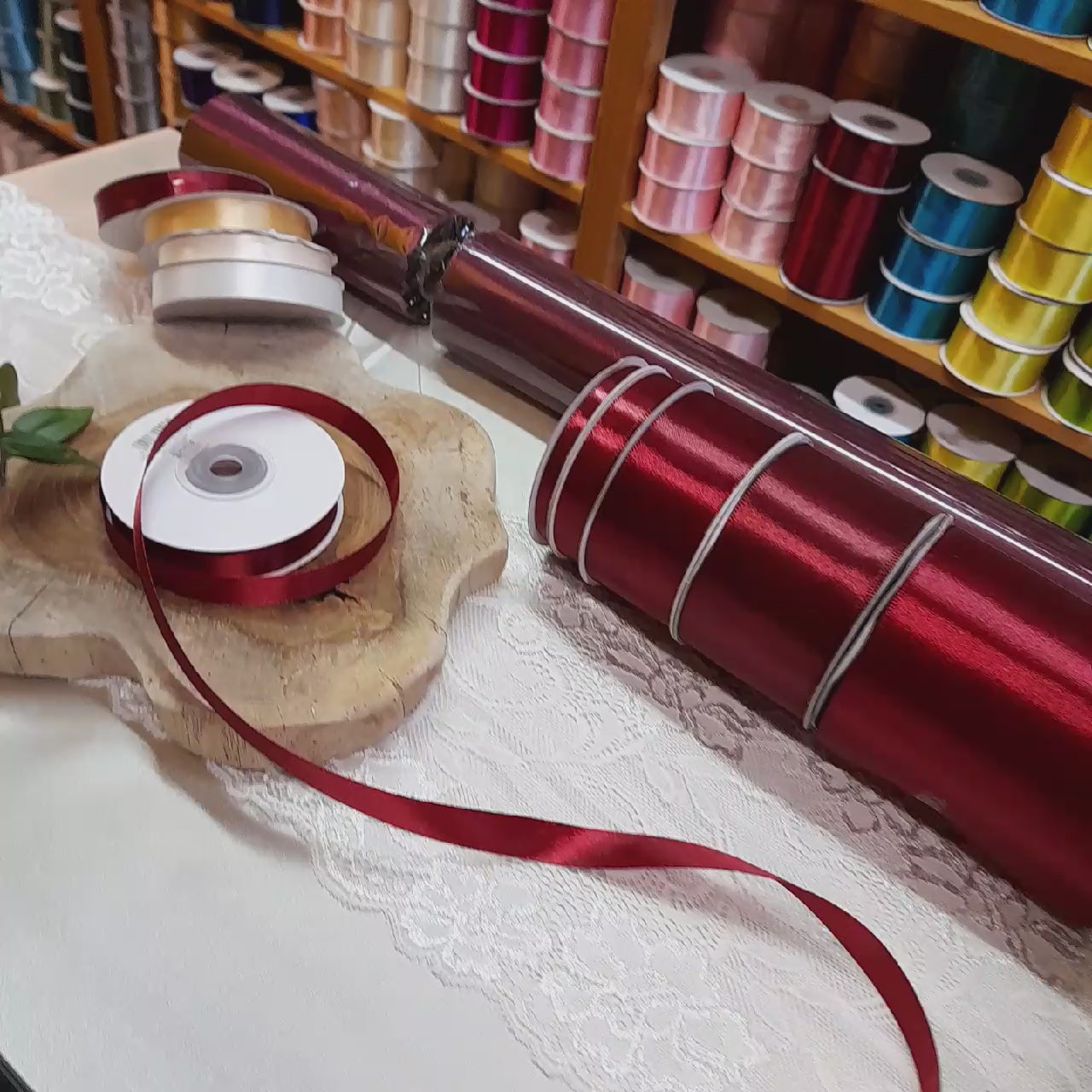 Satinband 12 mm x 25 m bordeaux