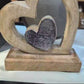 Drei Herzen aus Holz 45 cm mit Gravur im obersten Herz personalisiertes Geschenk