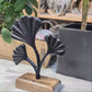 Standrelief Ginkgo Mangolholz schwarz 17cm