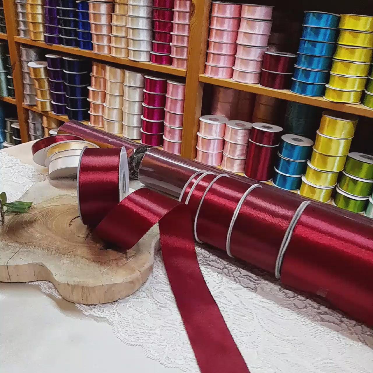 Satinband 38 mm x 25 m Bordeaux