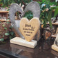 personalisiertes großes Metallherz mit Herz aus Holz 26cm