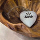 Holzherz Anhänger 5 cm weiß personalisiertes Geschenk