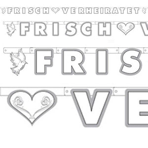 Textkette frisch verheiratet,frisch verheiratet,Hochzeits-Dekoration,Just married deutsch,Girlande Hochzeit,Hochzeitsgirlande,Raumdekoration Hochzeit