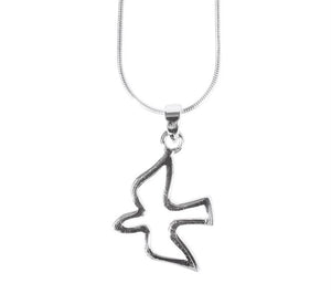 Halskette mit Anhänger Taube ausgestanzt Sterlingsilber glänzend