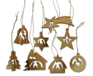 Weihnachtsbaumschmuck Holz 10er Set "Krippe" aus Olivenholz