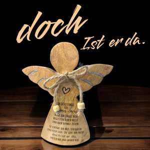 Holzengel zum Hinstellen mit Glitzer Details und Juteschleife 20cm 30858 | Moderne Engel aus Holz
