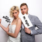 Foto-Requisite Lustige Karte "Mr. Right" und "Mrs. Always Right!"