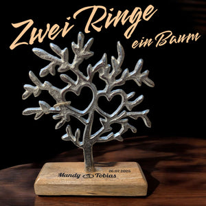 personalisierter Deko-Baum mit Herzen 15x20 cm - Geschenk mit Gravur